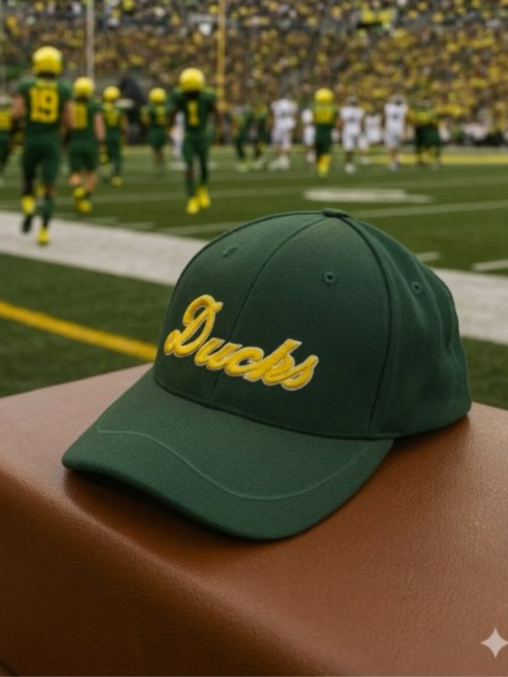 Colosseum Oregon Ducks Green Yellow Script Stretch Fit Hat Cap M 7 3/8